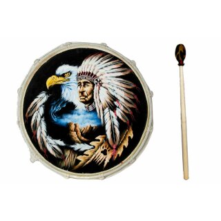 30cm Grosse Schamanentrommel Adler mit Indianer Rahmentrommel Bodhran Drum