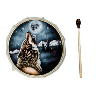 50cm Grosse Schamanentrommel Wolf Gemalt Rahmentrommel Bodhran Drum Trommel
