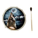 50cm Grosse Schamanentrommel Wolf Gemalt Rahmentrommel...