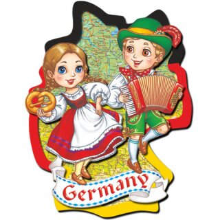Karte und Paar  Germany Deutschland Bayern Holz Junge Musiker Brezel Magnet