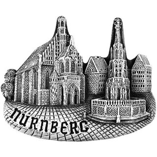 Nürnberg Hauptmarkt - Grau Töne - Schöner Brunner Frauenkirche Handarbeit
