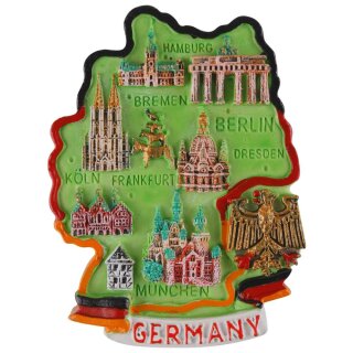 Deutschland Karte Handbemalt Kühlschrank Magnet Made in Europa Germany Landmark  ( Made in EU )