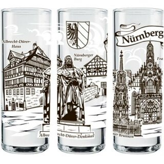 3 Set Schnaps Gläser hoch Nürnberg Germany Deutschland 50 ML Schnaps Glas