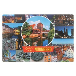 Nürnberg -  Postkarte Magnet Pegnitz Denkmal Altstadt Hauptmarkt Museumsbrücke