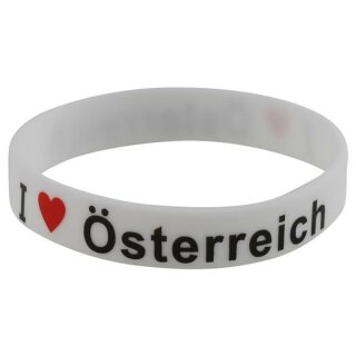 Armband Silikonarmband Silikon Band - Rot Weiß - Aufdruck - I Love Österreich
