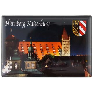 Nürnberg Epoxy Foto Magnet Fotomagnet Deluxe - Kaiserburg Burg bei Nacht Franken