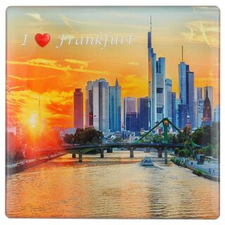 Großes Epoxy Foto Magnet Deluxe I Love Frankfurt am Main Fotomagnet Sunset