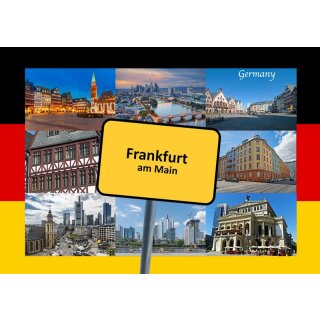 Epoxy Foto Magnet Deluxe Frankfurt am Main Stadtschild Postkarten Design Germany