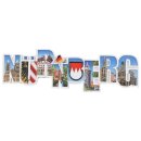 Nürnberg Schriftzug Polyresin Fotodruck Handbemalt