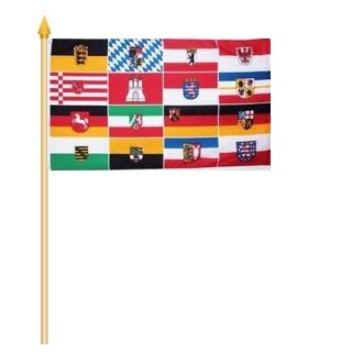 Deutschland 16 Bundesländer Stockflagge 30x40 cm