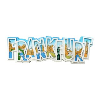 Magnet Kühlschrankmagnet Souvenir Deko Mitbringsel  Schriftzug - Frankfurt Blau