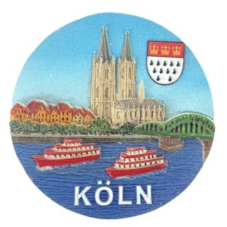 Polyresin Magnet Handbemalt Köln am Rhein Rund