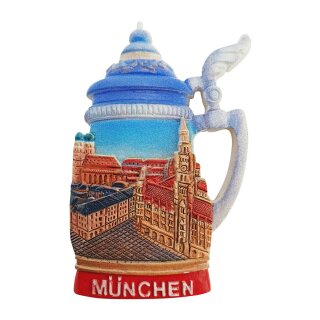 Polyresin Magnet Handbemalt München Deutschland Bierkrug Bier