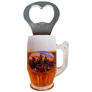 Flaschenöffner Bierkrug Massbier Bier Frankfurt am Main Öffner Skyline Nachts F2