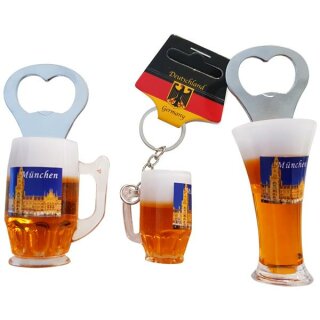 3 er Set Bierkrug Bieröffner Öffner Flaschenöffner Weizen Schlüsselanhänger Krug -  München M4