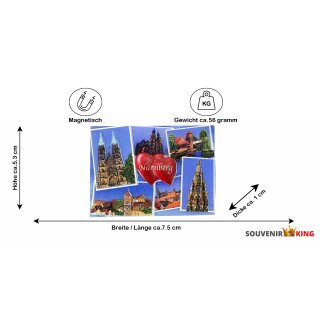 Nürnberg Magnet Polyresin Hauptmarkt Postkarte