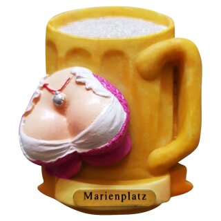 Kühlschrank Magnet Bierkrug Maß Bier Dirndl Busen Deutschland - Marienplatz B8