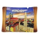 München Magnet Marienplatz Frauenkirche Neuem Rathaus im Pergament Design