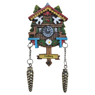 Kühlschrankmagnet Alpen Kuckucksuhr Magnet  Urlaubserinnerung Mitbringsel Deko - Freiburg