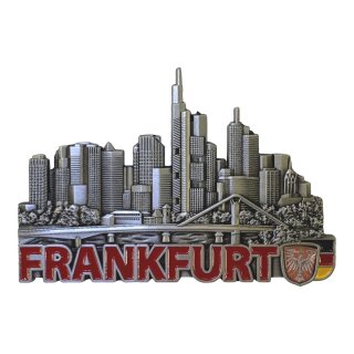 Premium Silber Massiv Metall Magnet Frankfurt am Main Skyline
