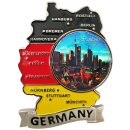 Metall Magnet BRD Landkarte mit Epoxy Sticker - Frankfurt...