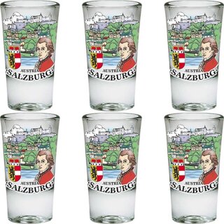 6er Set Schnapsgläser Glas Salzburg Austria Österreich Farbig 005