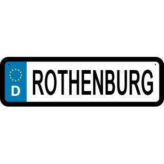 Blechschild Metall Klein - Rothenburg ob der Tauber KFZ 26 x 7 cm
