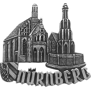 Nürnberg Metall Magnet Frauenkirche Schöner Brunnen - Silber