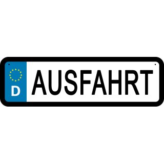 Blechschild Metall Klein - Ausfahrt