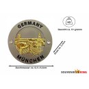München Metallmagnet Rund Stadtpanorama und Strasssteinen - Silber Gold