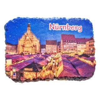 Nürnberg bei Nacht Polyresin Magnet Weihnachtsmarkt