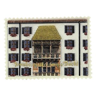 Kühlschrankmagnet Innsbruck im Goldenes Dachl Postkartenstil