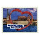 Briefmarken-Magnet mit Regensburg Panorama Herzmotiv und...