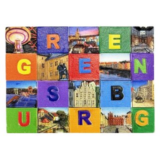 Magnet Regensburg Bunter Buchstaben-Magnet im Mosaikstil