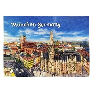 Souvenir Kühlschrankmagnet Marienplatz München mit Neues Rathaus