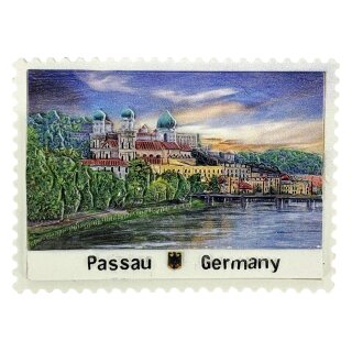 Passau Kühlschrankmagnet 3D Briefmarke Flussmotiv Souvenir Magnet