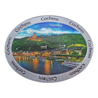 Folien Glitzer Magnet Silber Rand Oval - Cochem Germany