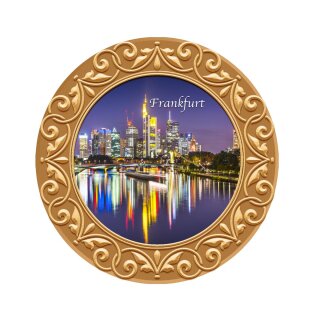 Rond Fotomagnet mit Glitzeroptik, dick mit Rahmen - Frankfurt