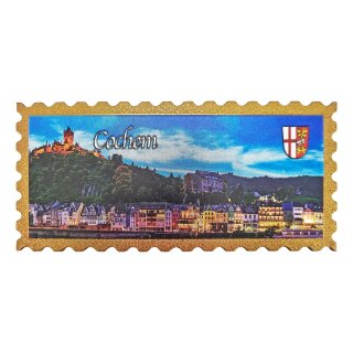 Folien Glitzer Magnet mit Schriftzug Gold Lang Briefmarken Optik - Cochem Germany