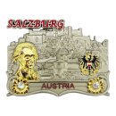 Premium Metall Magnet Massiv - Salzburg Mozarzt Silber...