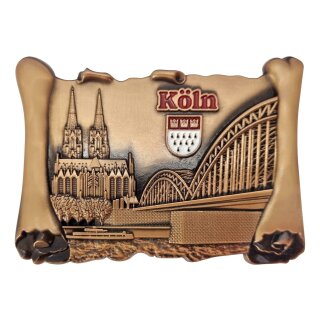 Magnet Metall Köln Dom Rhein Buch Optik Bronze