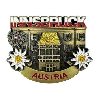 Kühlschrank Magnet Metall Gold Retro Look - Innsbruck Austria