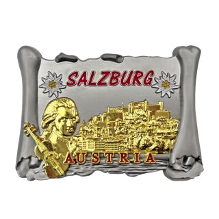 Salzburg Metall Magnet Buch Optik Gold Silber