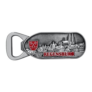 Flaschenöffner Magnet Regensburg silber