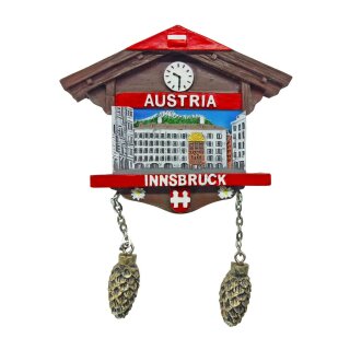 Kuckucksuhr Magnet Haus Zapfen  Wetterhaus Innsbruck Goldnes Dachl