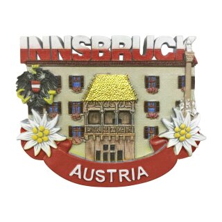 Polyresin KeramikMagnet Innsbruck Austria goldenes Dachl