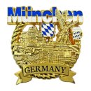 München Metallmagnet Friedensengel Bayern Wappen - Gold Glänzend