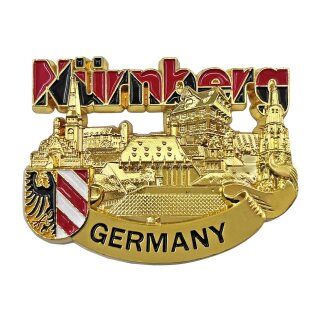 Magnet Metall Polyresin Nürnberg Burg Gold Optik Glanz Poliert