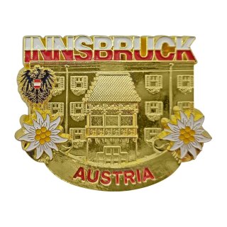 Kühlschrank Magnet Metall Gold Glänzend Retro Look - Innsbruck Austria