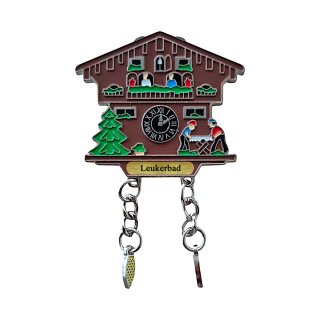 Kühlschrankmagnet Alpen Kuckucksuhr Magnet Reisemagnet Mitbringsel Metall - Leukerbad